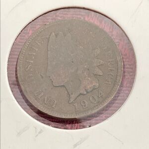 Antique 1904 Indian One Cent Coin
